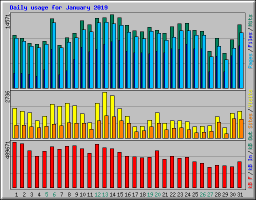 Daily usage for January 2019