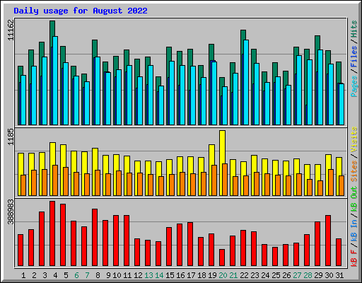 Daily usage for August 2022