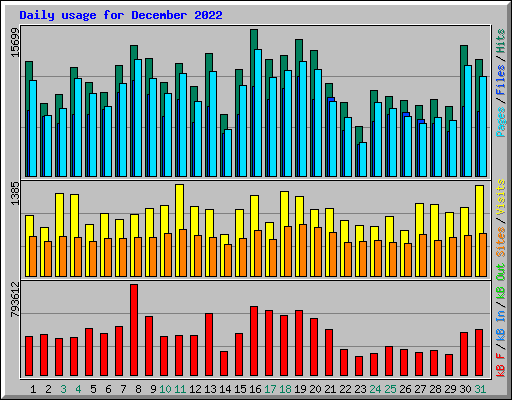 Daily usage for December 2022